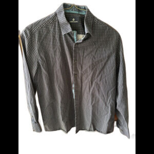 Luchiano Visconti Shirt Mens Casual Button Down Striped Long Sl Dark Blue Size L